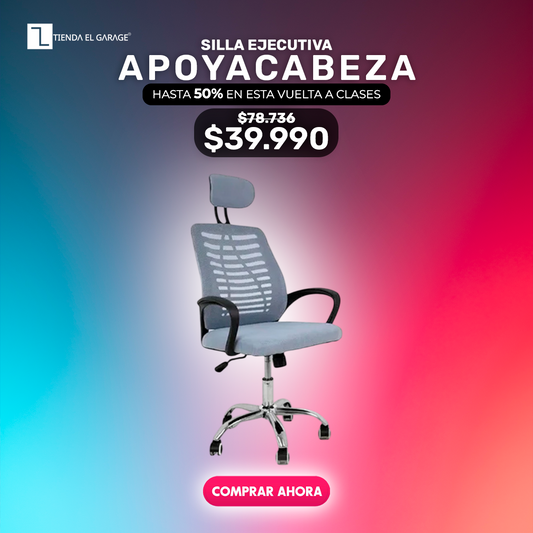 Silla Ejecutiva Escritorio Ergonomic Con Apoyacabeza Basic Gris