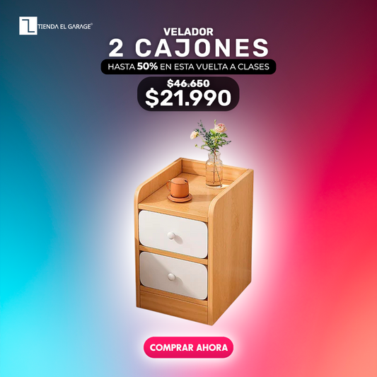 Velador Mesita ZT2 Madera 3 Niveles 2 Cajones Tienda El Garage