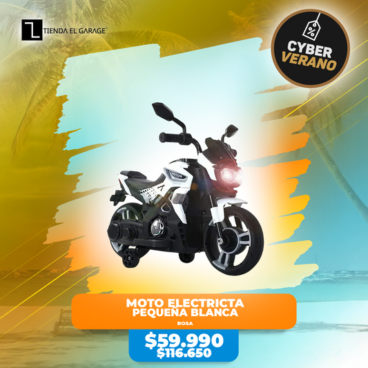 🏍️ Moto Eléctrica pequeña para Niños blanca  – 6V 1 Motor + Música y MP3