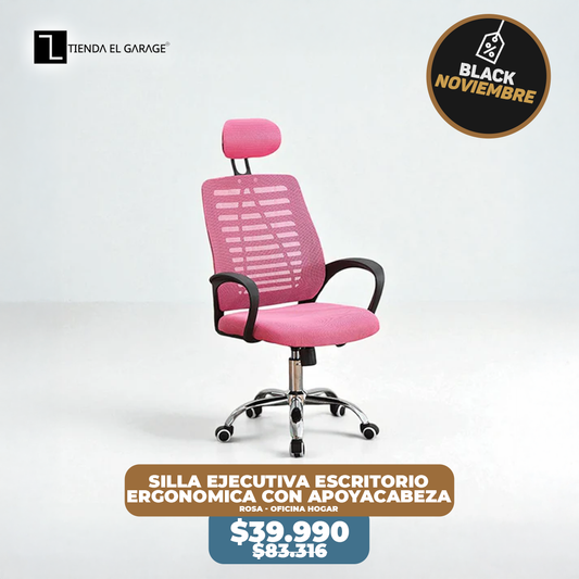 Silla Ejecutiva Escritorio Ergonomic Con Apoyacabeza Basic Rosa