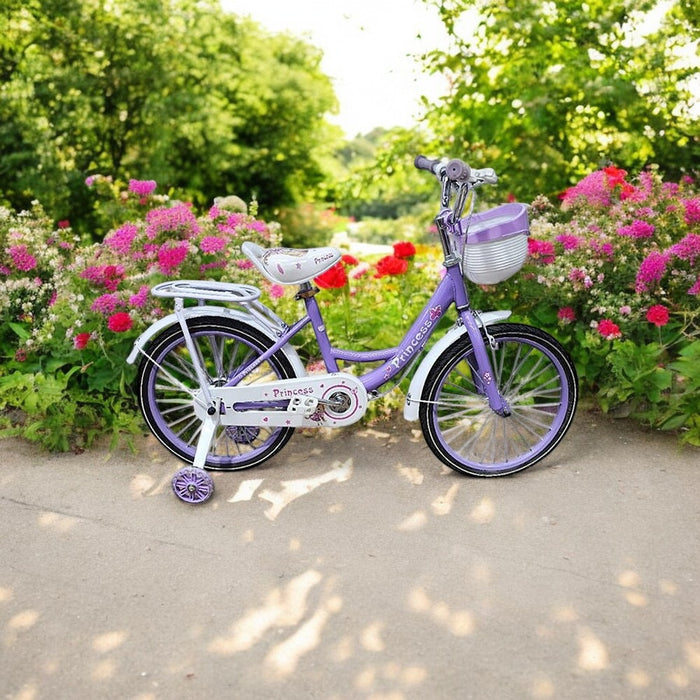Bicicleta Niña Aro 16 con Rueditas y Canasto Morado
