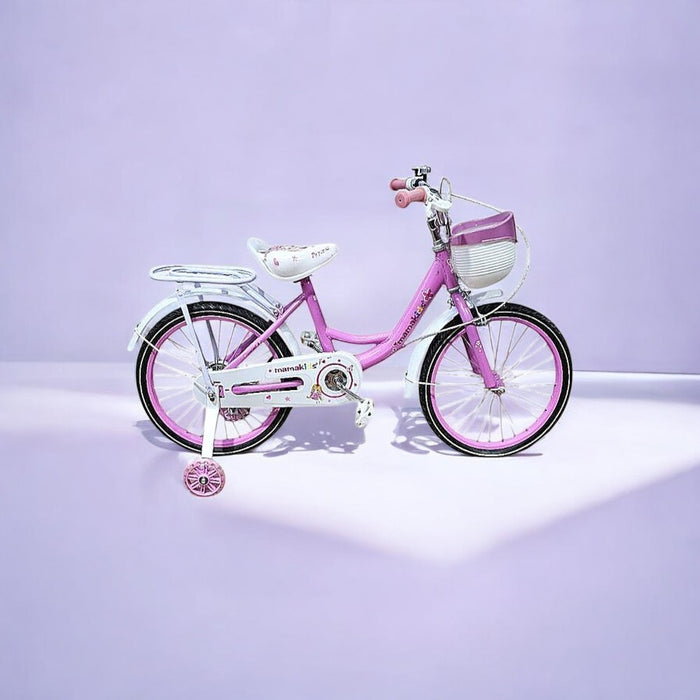 Bicicleta Niña Aro 16 Rosado con Rueditas de Apoyo y Canasto