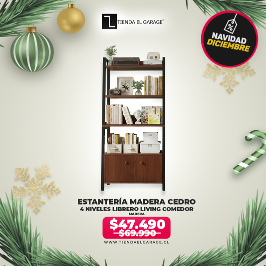 Estantería Madera 4 Niveles Librero Living Comedor Cedro