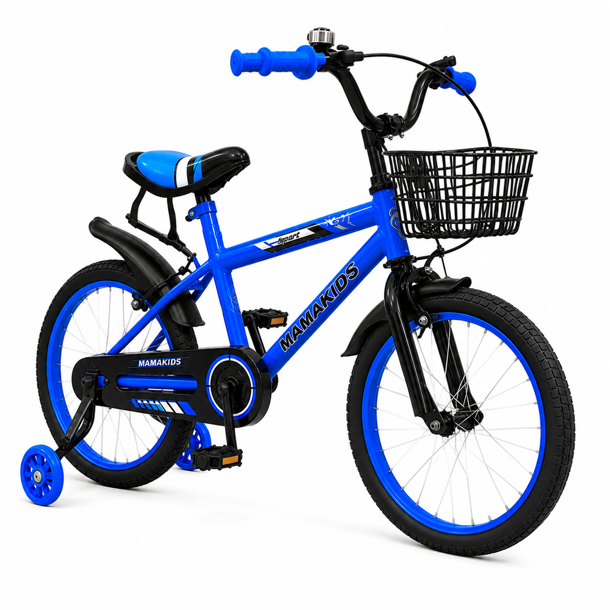 Bicicleta Niño Aro 18 Azul con Rueditas de Apoyo y Canasto