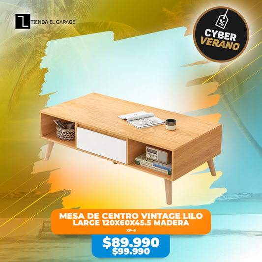 MESA DE CENTRO VINTAGE LILO LARGE 120x60x45.5 MADERA XP-6