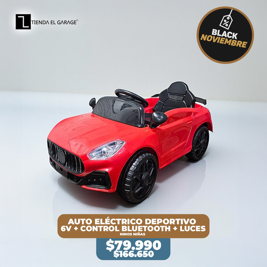 🏎️ Auto Eléctrico Deportivo para Niños ROJO  – 6V + Control Bluetooth + Luces LED