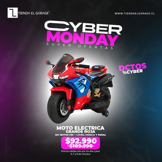 Moto Eléctrica para Niños ROJA  TB-518 – 12V Motor 550 + Luces, Música y Pedal