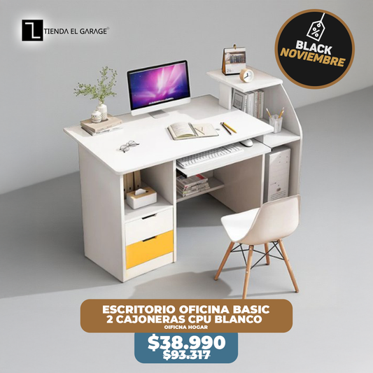Escritorio Oficina Basic 2 Cajoneras Cpu Blanco Zt6