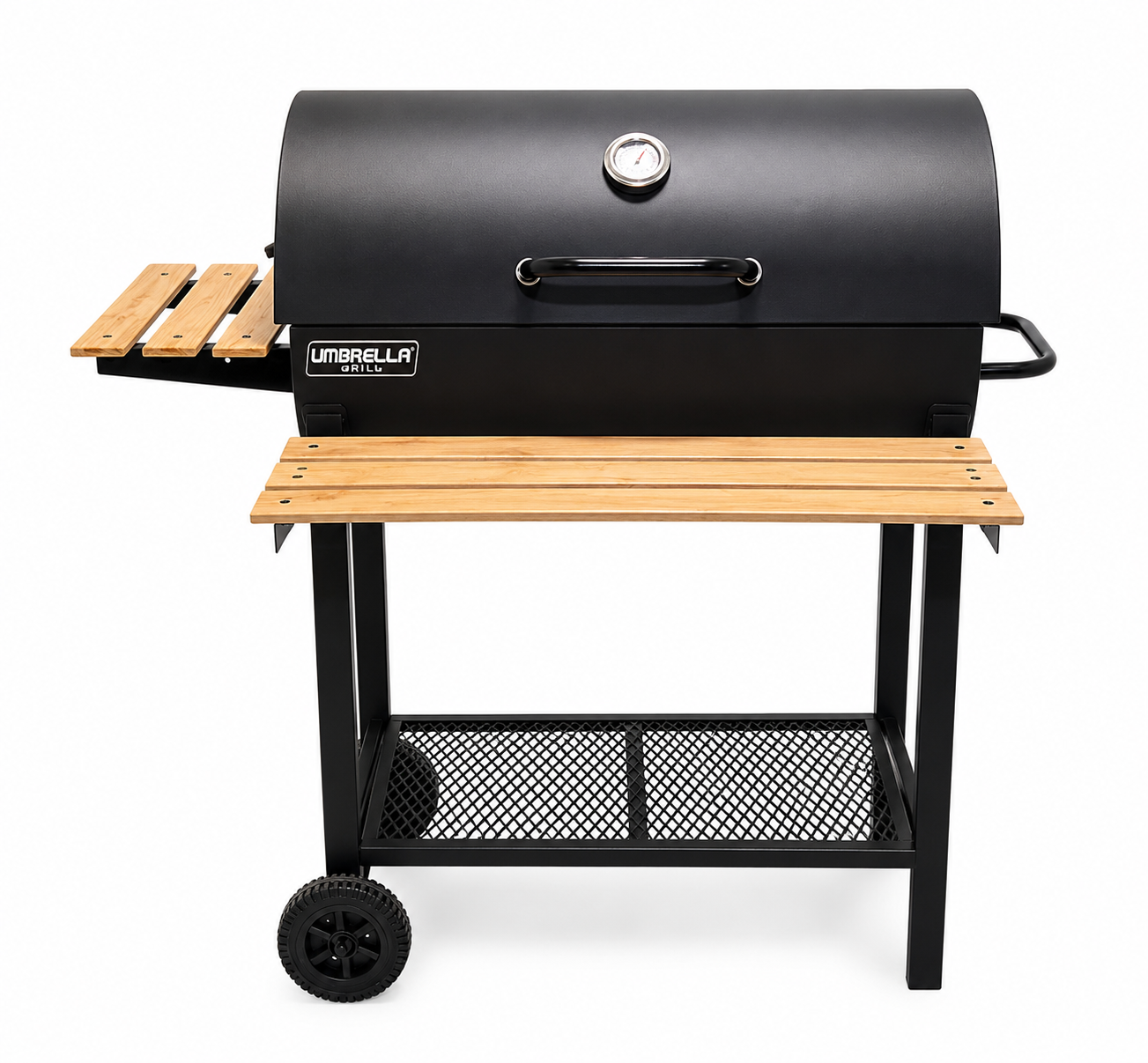 Parrilla Carbón Fogón 2 niveles mesa frontal y lateral Tambor Tapa Umbrella Grill
