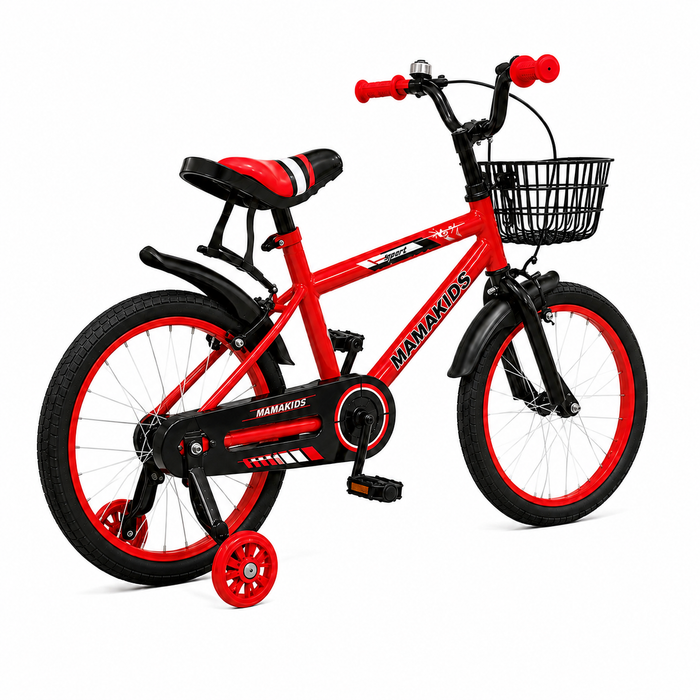 Bicicleta Niño Aro 18 Rojo con Rueditas de Apoyo y Canasto
