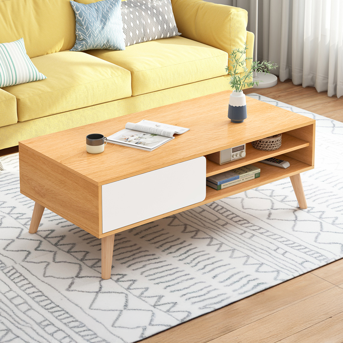 Mesa de Centro Living Madera Escandinava 80x40x45 cm Natural