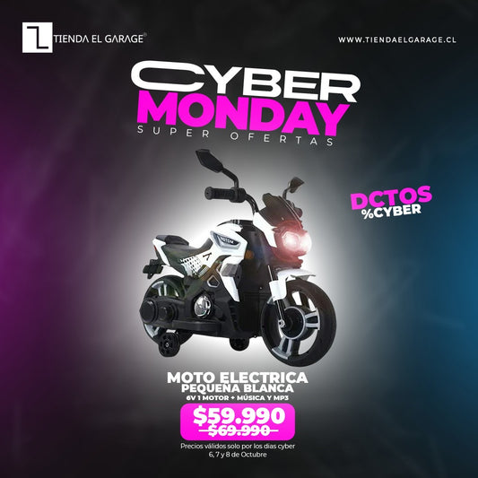 🏍️ Moto Eléctrica pequeña para Niños blanca  – 6V 1 Motor + Música y MP3