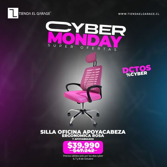 Silla Ejecutiva Escritorio Ergonomic Con Apoyacabeza Basic Rosa