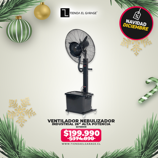 Ventilador Nebulizador Agua Industrial 26” Alta Potencia Exterior