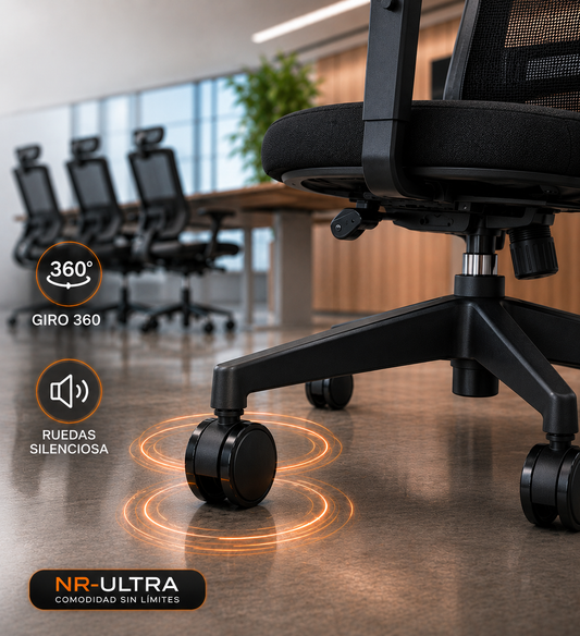 Silla Oficina Ergonómica Soporte Lumbar Ajustable Giratoria NR-ULTRA