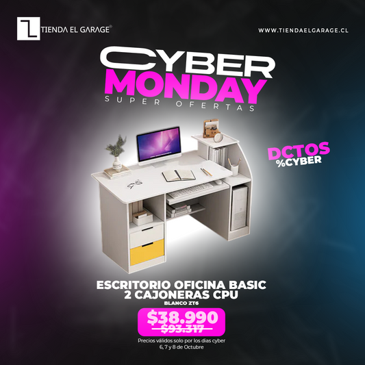 Escritorio Oficina Basic 2 Cajoneras Cpu Blanco Zt6
