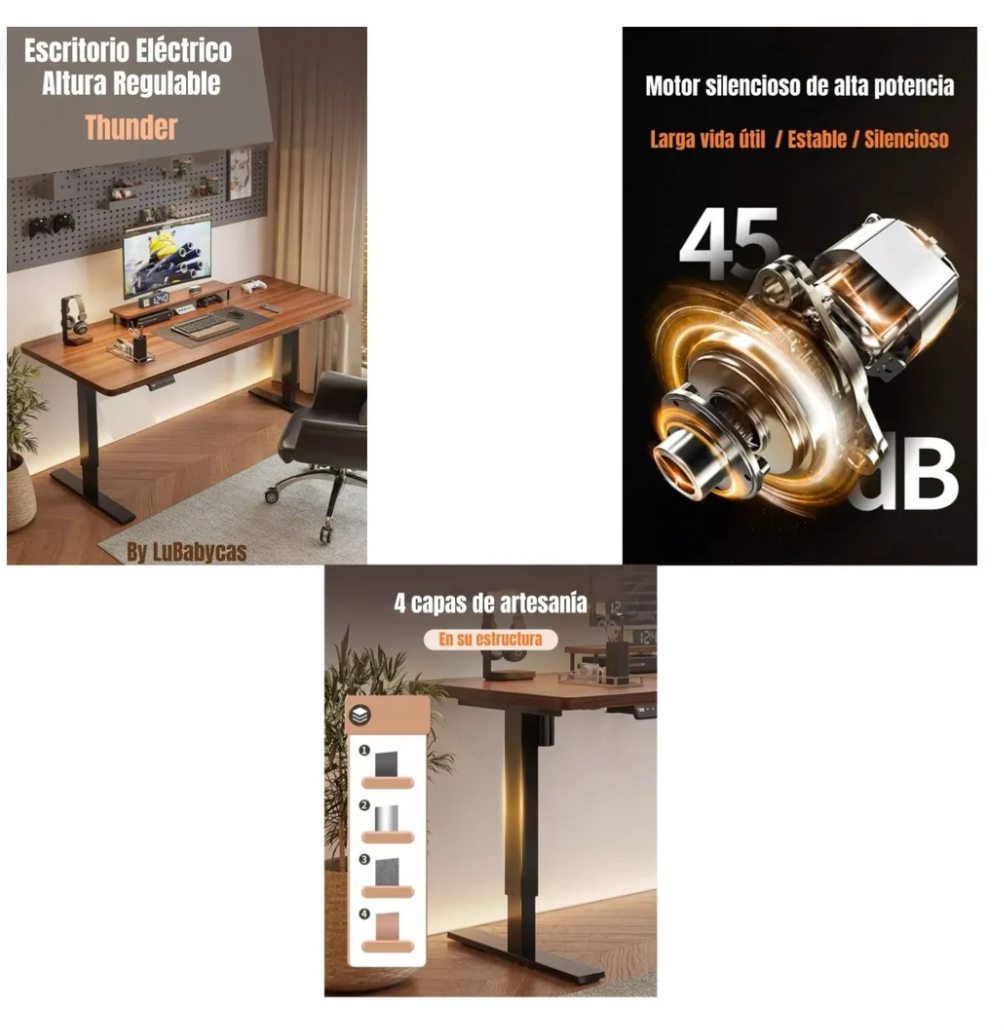 Escritorio eléctrico walnut con panel de control altura regulable