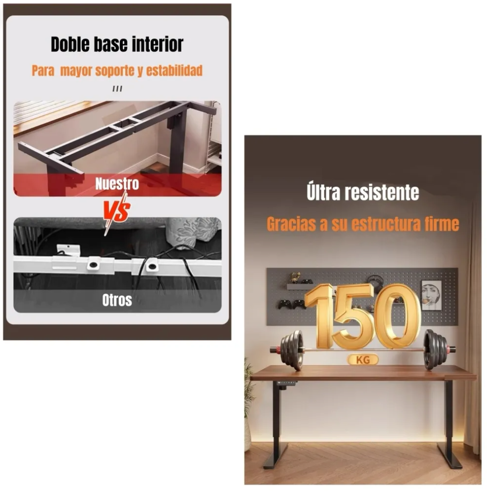 Escritorio eléctrico regulable walnut vista superior home office