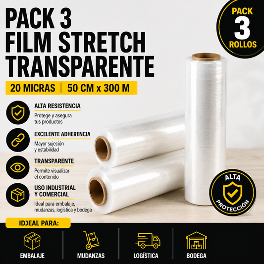 Film stretch transparente Alusa detalle rollo 50cm embalaje
