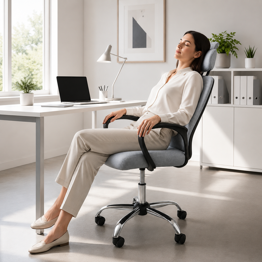 Silla Oficina Computador Basic Gris Ergonómica Apoyacabeza Regulable Apoyabrazos Ruedas Resistentes
