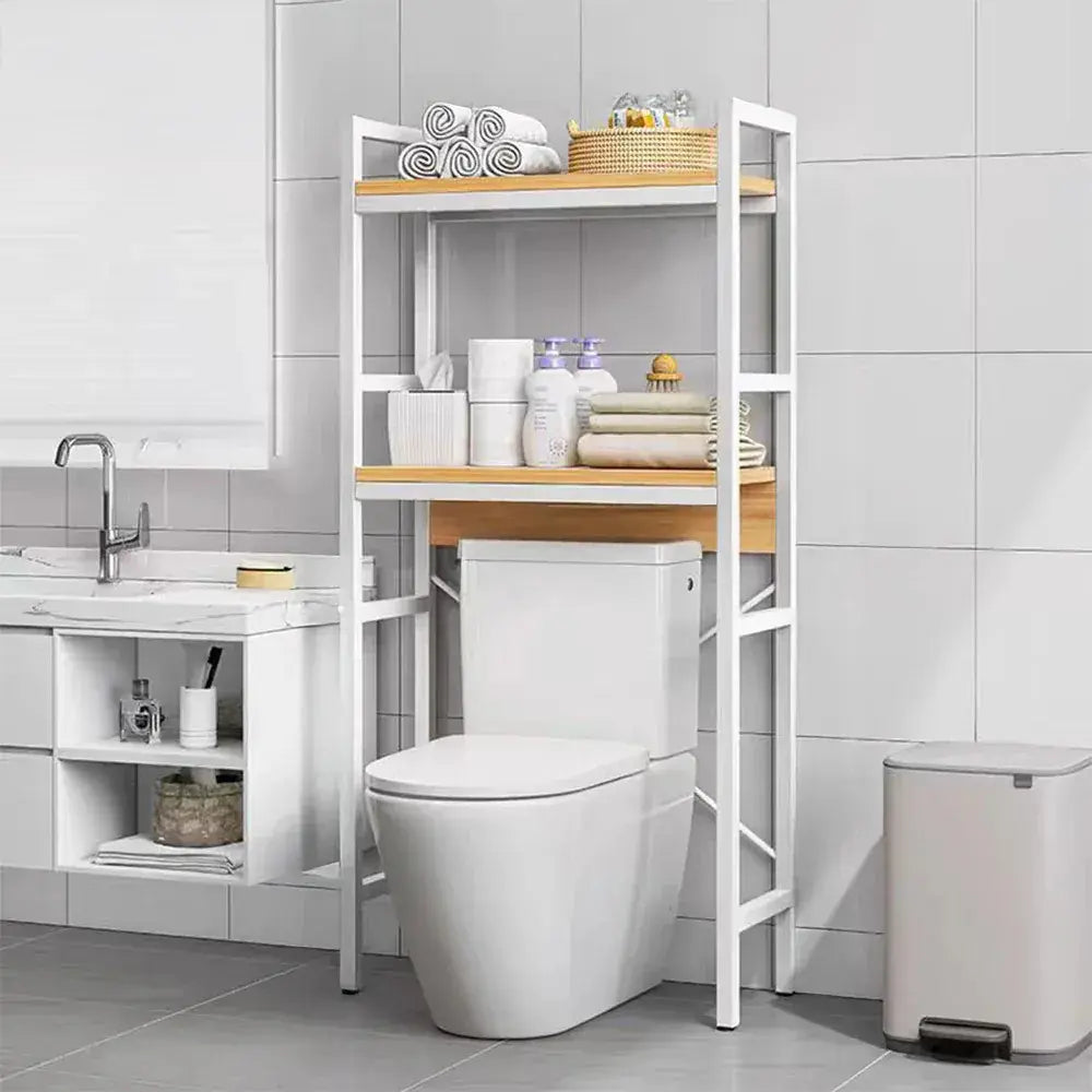 Organizador baño y lavandería madera metal 135cm instalado