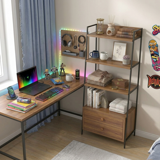 Estantería Madera 4 Niveles Librero Living Comedor Cedro