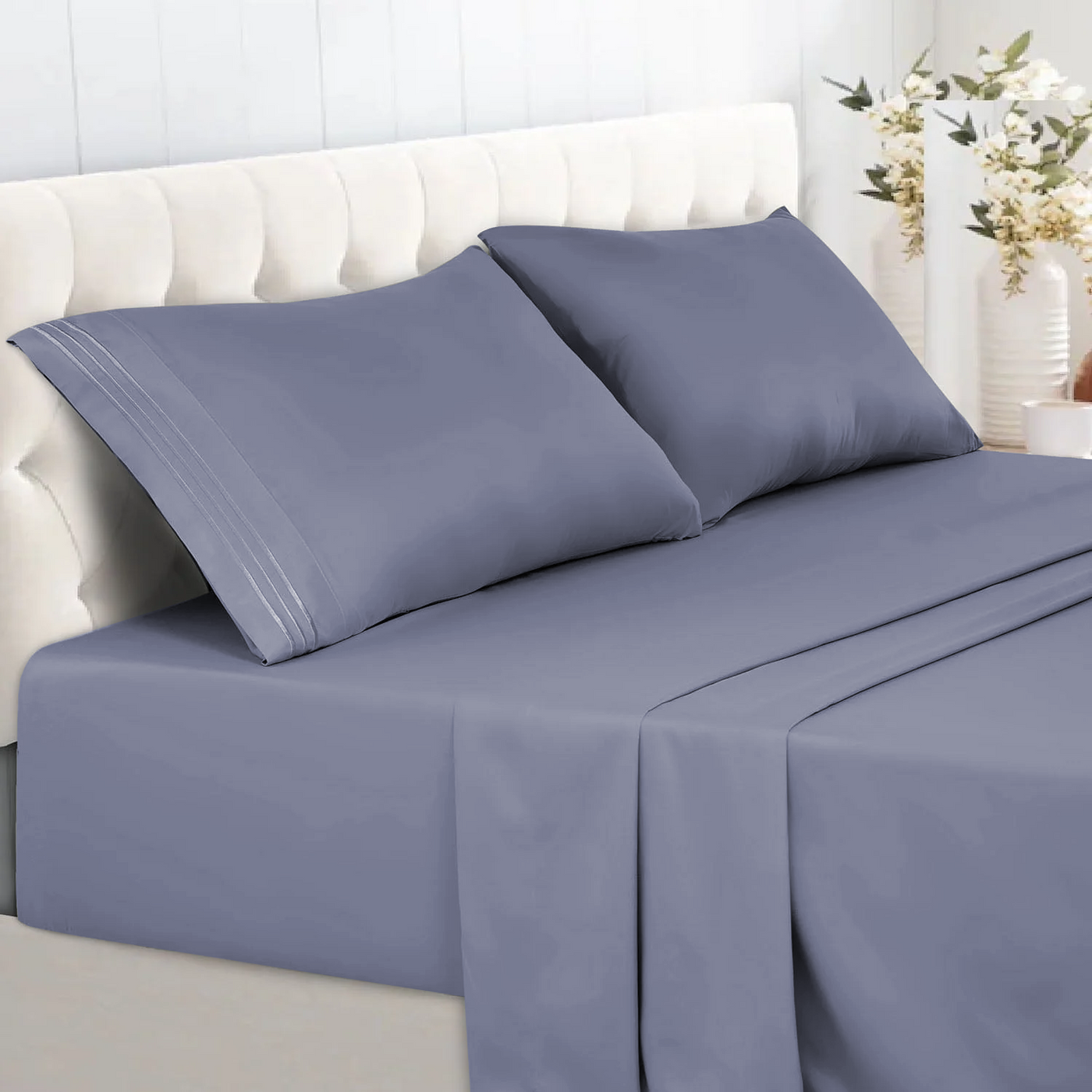 Sábanas King Size Gris 1800 Hilos Ultra Soft x4 Piezas