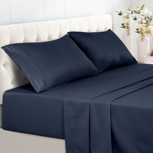 Sábanas Plaza 2 Gris Oscuro 1800 Hilos Hotel Luxury Ultra Soft x4 Piezas