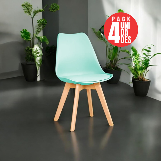 Pack 4 Sillas Eames Tulip Acolchadas Color Menta para Comedor y Oficina