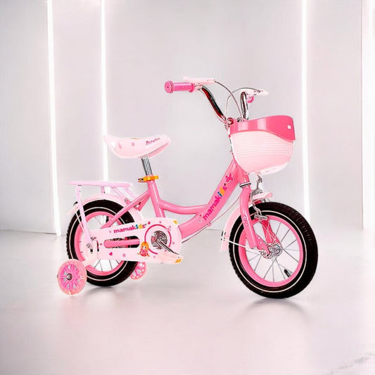 Bicicleta Niña Aro 12 Rosado con Ruedas de Apoyo y Canasto