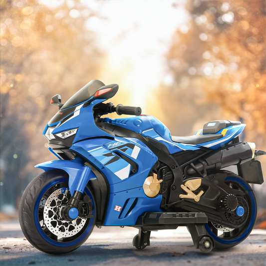 Moto Eléctrica para Niños AZUL TB-518 – 12V Motor 550 + Luces, Música y Pedal
