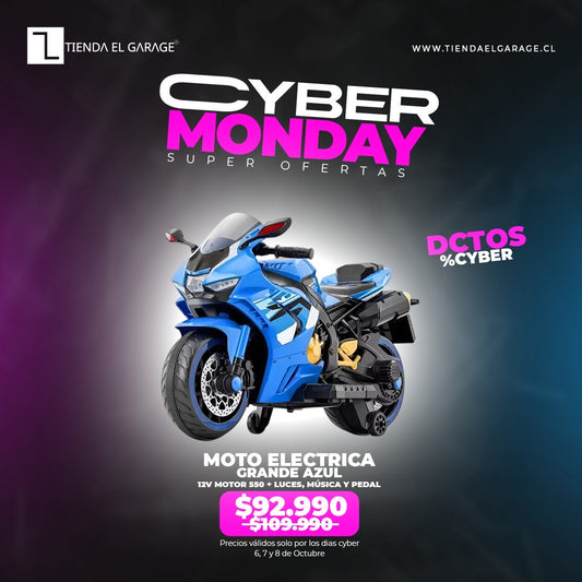 Moto Eléctrica para Niños AZUL TB-518 – 12V Motor 550 + Luces, Música y Pedal