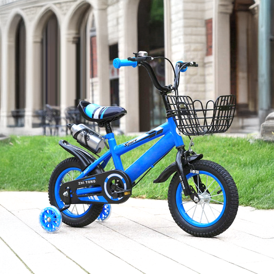 Bicicleta Niño Aro 12 Azul con Rueditas de Apoyo y Canasto