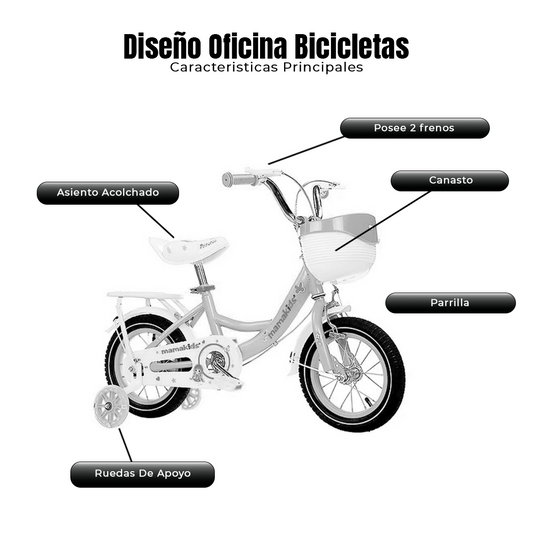 Bicicleta Niño Aro 14 Roja con Rueditas de Apoyo y Canasto