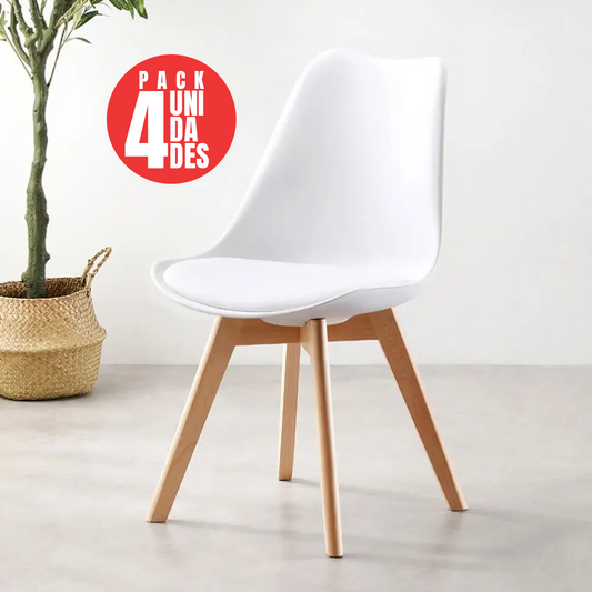 Pack 4 Sillas Eames Acolchadas Color Blanca para Comedor y Oficina
