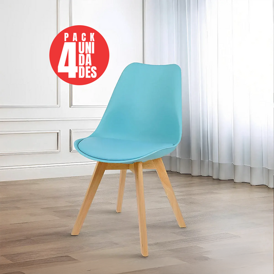 Pack 4 Sillas Eames Acolchadas Color Calipso para Comedor y Oficina