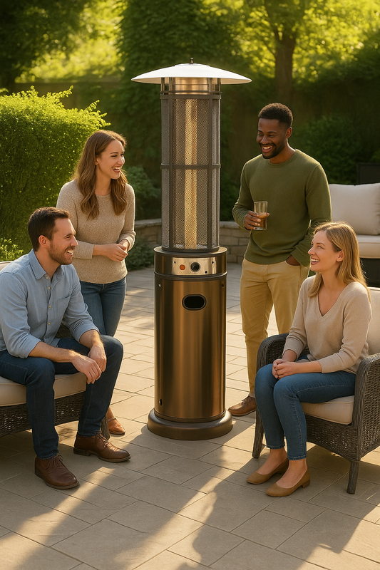 Estufa a Gas Exterior con Tubo de Vidrio 1.8M Fogo 13kW + Ruedas y Funda