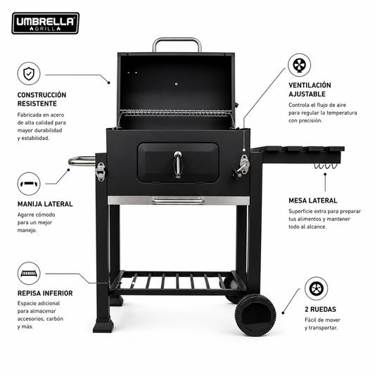 Parrilla a carbón BBQ Heavy Duty FT01-126 Umbrella Grill