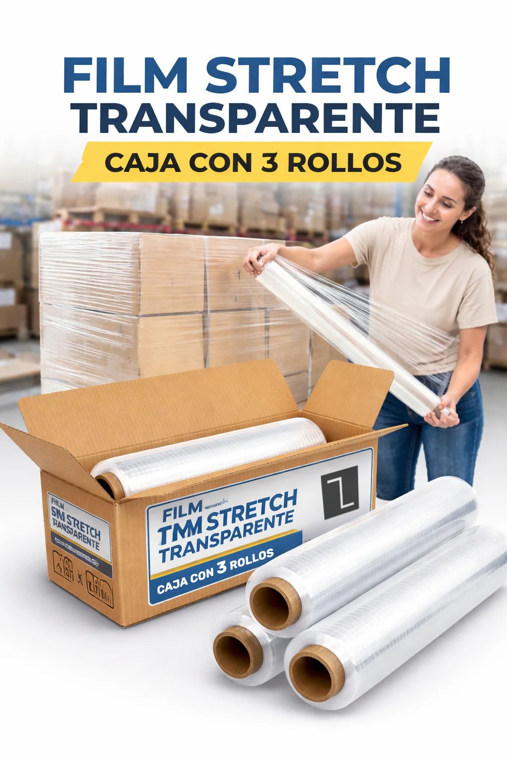 Film stretch Alusa transparente caja x3 rollos 50cm 300m