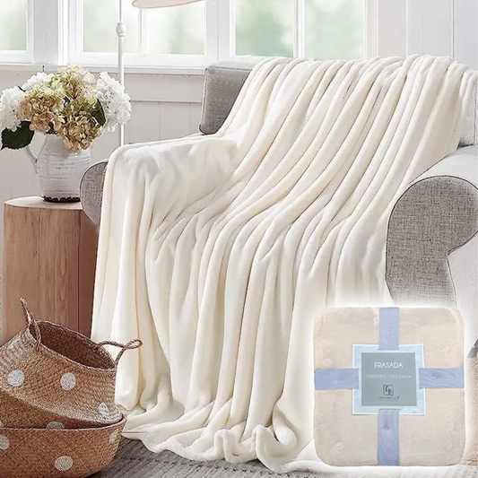 FRAZADA MANTA POLAR 240 GSM 240*250 SUPER KING SIZE CASA BELLA CREMA