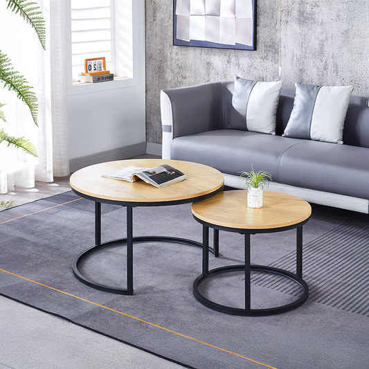 Mesa de Centro Nido 2 Piezas Madera Natural 50/70 cm