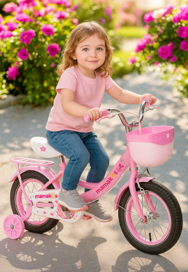 Bicicleta Niña Aro 12 Morado con Rueditas de Apoyo y Canasto
