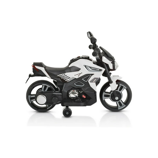 🏍️ Moto Eléctrica pequeña para Niños blanca  – 6V 1 Motor + Música y MP3