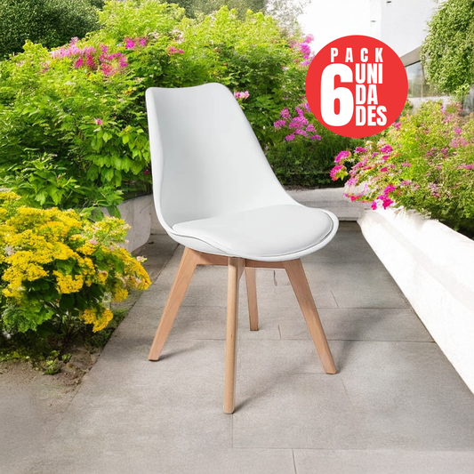 Pack 6 Sillas Eames Acolchadas Color Blanca para Comedor y Oficina