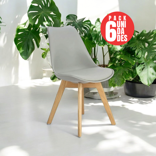Pack 6 Sillas Eames Acolchadas Color Gris para Comedor y Oficina