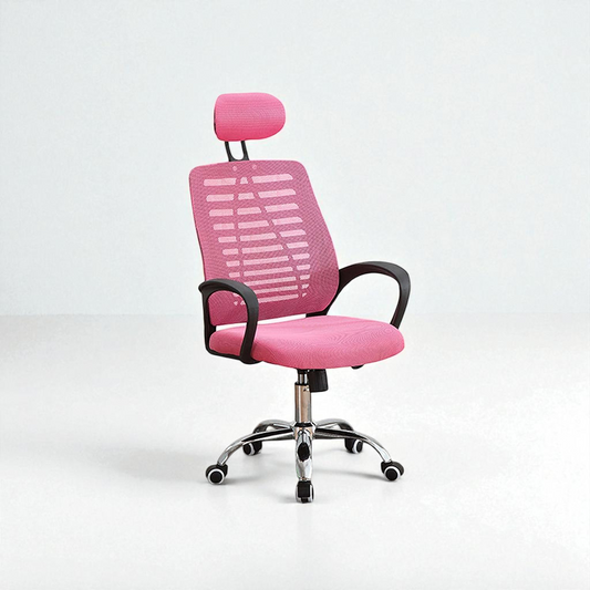 Silla Ejecutiva Escritorio Ergonomic Con Apoyacabeza Basic Rosa