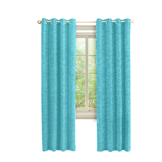 Cortina Blackout Turqueza 100% Lino 2 Paños 220x140 cm