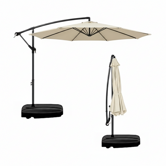 Toldo Con Base Incluida Quitasol Sombrilla Lateral Regulable 3 Metros tono Off White