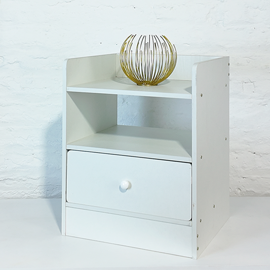 Velador ZT1 BLANCO Mesita 3 Niveles 1 Cajon Tienda El Garage