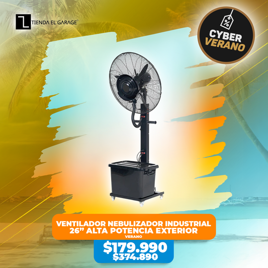 Ventilador Nebulizador Agua Industrial 26” Alta Potencia Exterior